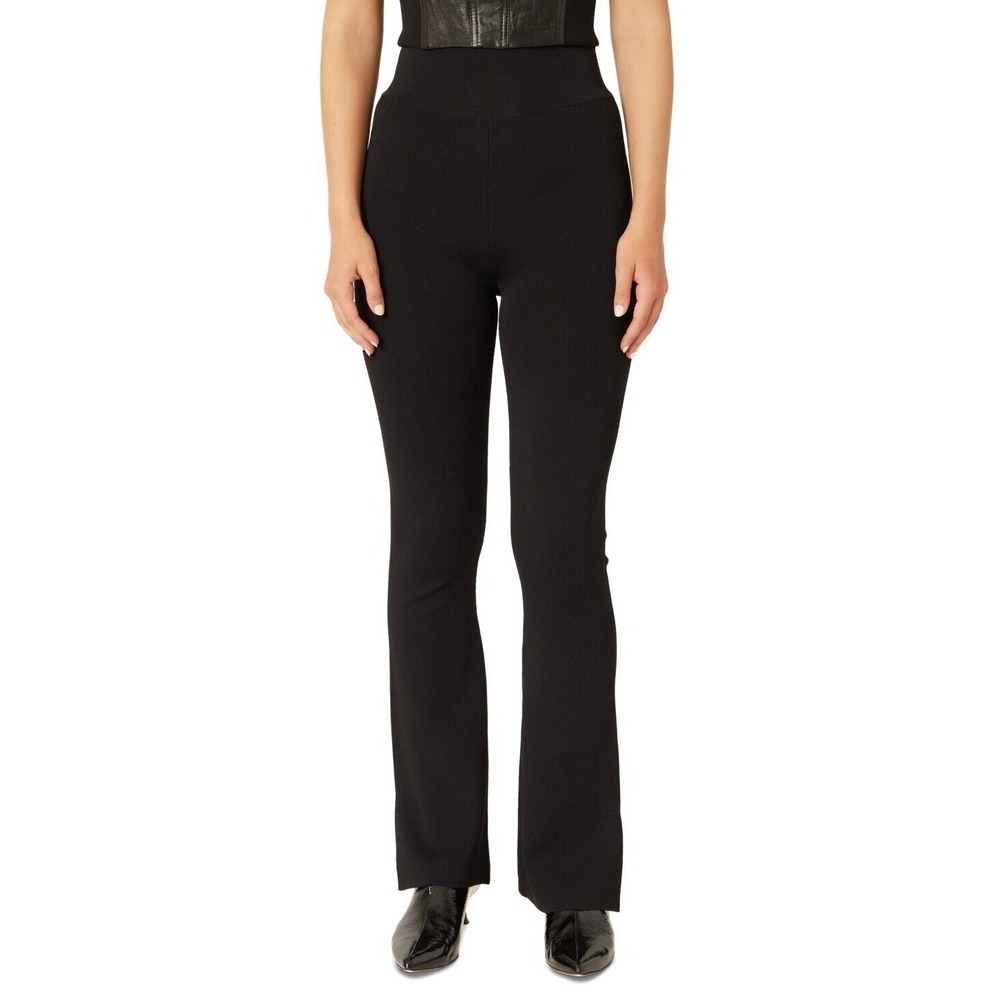 Adrienne Landau Pants Women XS Black Sweater-Knit Boot-Cut Trousers Casual‎ NWT